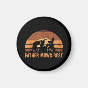 Father Mows Best Lawn Care Dad Mowing Gardener Fat Magnet