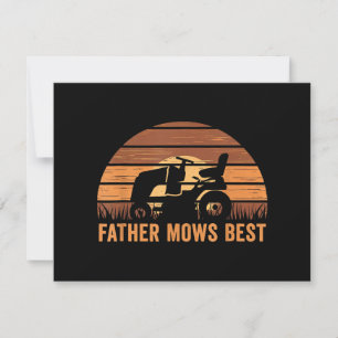 Father Mows Best Lawn Care Dad Mowing Gardener Fat Thank You Card