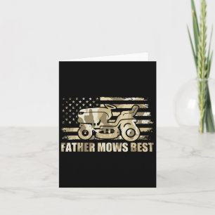 Father Mows Best Lawn Care Dad Mowing Patriotic Fa Card