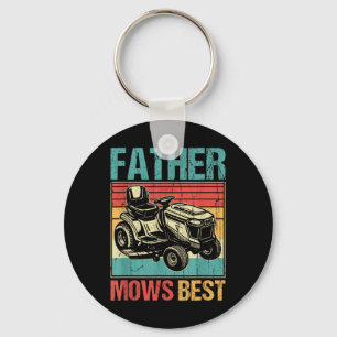 Father Mows Best, Lawn Mowing Dad, Funny Yard Work Key Ring