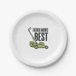 Father Mows Best Vintage Lawn Mower Shirt Design_1 Paper Plate