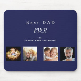 Father navy blue photo collage mouse mat
