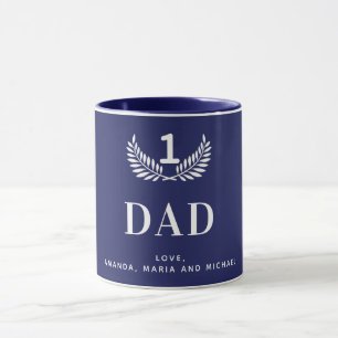 Father navy blue white names kids mug