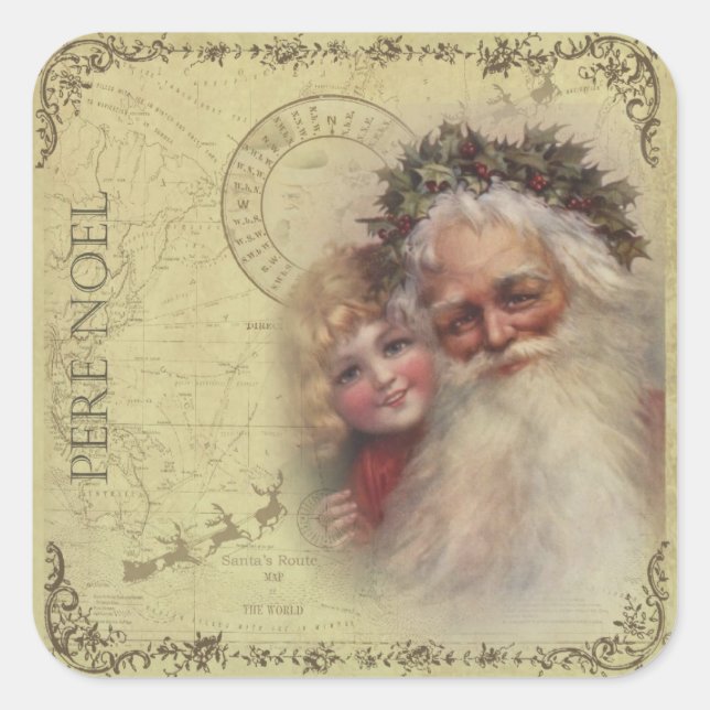 Father Noel Vintage Santa Sticker (Front)