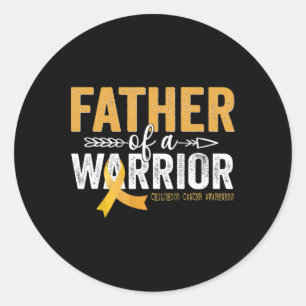 Father Of A Warrior Childhood Cancer - Ribbon Onco Classic Round Sticker