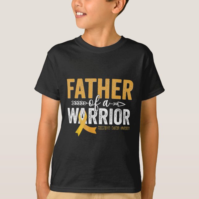 Father Of A Warrior Childhood Cancer - Ribbon Onco T-Shirt (Front)