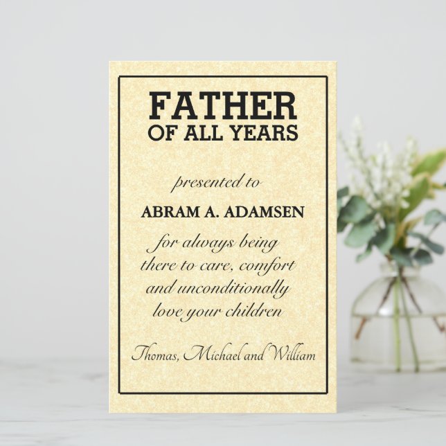 Father Of All Years Award (Standing Front)