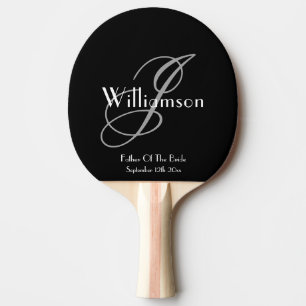 Father Of Bride Classic Grey Monogram White Script Ping Pong Paddle