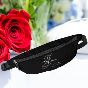 Father Of Bride Gift Classic Monogram Cool Black  Bum Bags