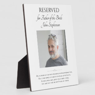 Father of Bride Save A Seat Photo Wedding Memorial Plaque