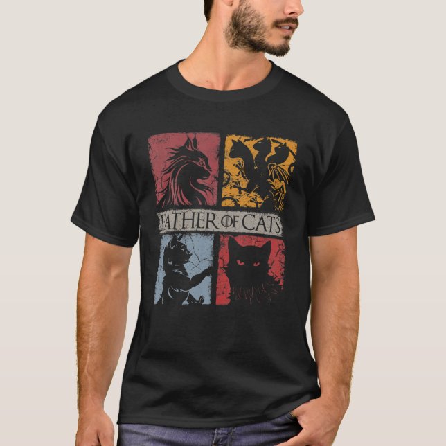 Father Of Cats - Cat Lovers Cat Dad Fabulous T-Shirt (Front)