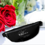 Father Of Groom Gift Elegant Monogram Cool Black  Bum Bags<br><div class="desc">Father Of The Groom Gift simple elegant monogram chic script personalised initial and name cool black fanny pack. Click personalise this template to customise it with the monogram initial, the name, and the date quickly and easily. Father Of Groom Gift elegant monogram cool black fanny pack, is part of the...</div>