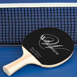 Father Of Groom Gift Modern Monogram Script Name  Ping Pong Paddle