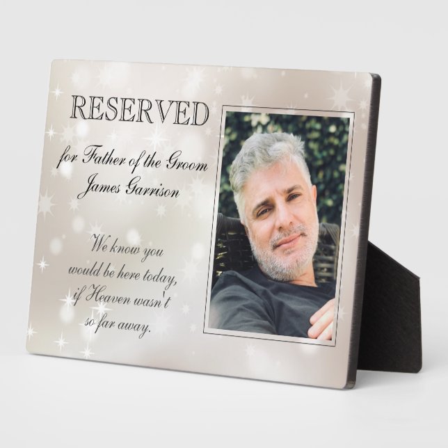 Father of Groom Gold Stars Photo Memorial Wedding Plaque (Side)