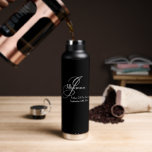 Father Of Groom Grey Monogram White Details Black  Water Bottle<br><div class="desc">Consider this beautiful black white and grey insulated water bottle for your Father of the Bride gift. This Vacuum Insulated Bottle is exactly what is needed to keep drinks cold in the summer and hot in the winter. A classic stylish grey monogram Initial, with his name and the wedding date...</div>