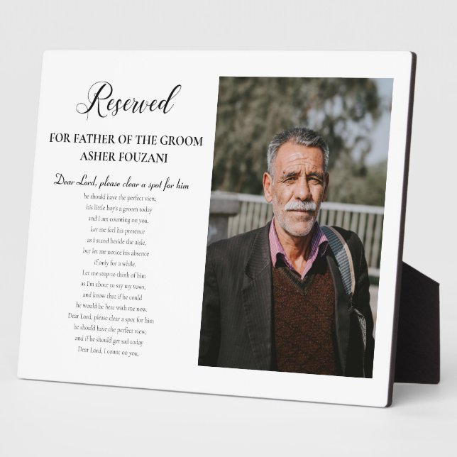 Father of Groom Photo Dear Lord Memorial Wedding Plaque (Side)