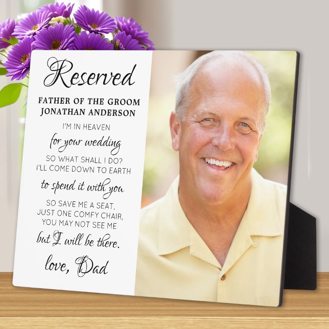 Father Of Groom Photo Heaven Memorial Wedding Plaque (Creator Uploaded)