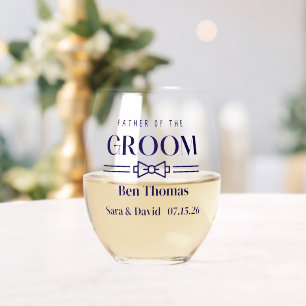 Father of Groom Stemless Wine Glass