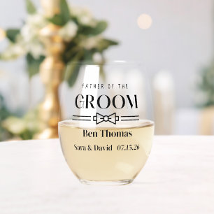 Father of Groom Stemless Wine Glass