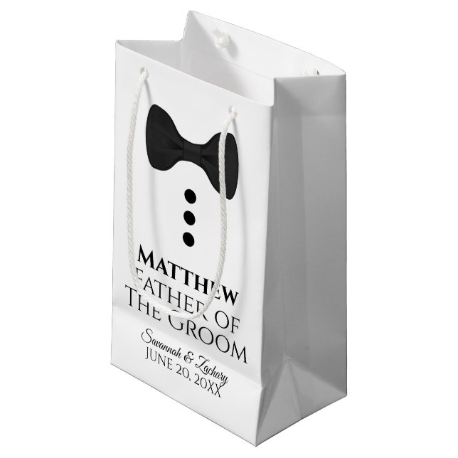 Father of Groom Wedding Gift Bag Black Tie Small (Front Angled)