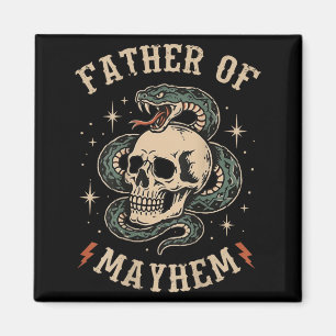 Father Of Mayhem Tattoo Style Skull And Snake On Magnet