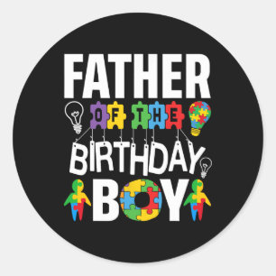 Father Of The Birthday Boy Autism Dad  Classic Round Sticker