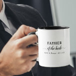 Father of the Bride Black and White Personalised Mug<br><div class="desc">Personalised mug for the Father of the Bride in modern, minimalist typography design. The name template is set up ready for you to add the bride and groom's names and the wedding date. This design has a black and white colour palette. Please browse our store for coordinating gifts and favours...</div>
