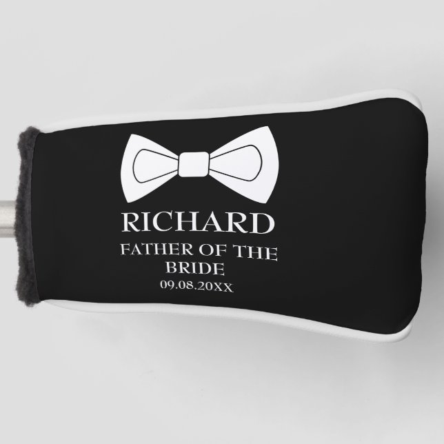 Father of the Bride Black Elegant Modern Wedding  Golf Head Cover (Front)