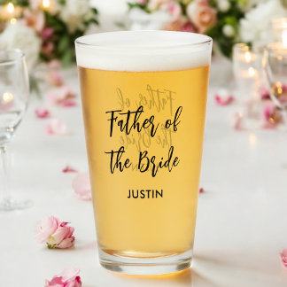 Father of the Bride Black White Wedding  Glass