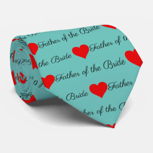 Father of the Bride Blue Red Hearts Neck Tie