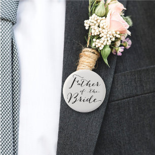 Father of the Bride Classic Script Wedding Party 6 Cm Round Badge