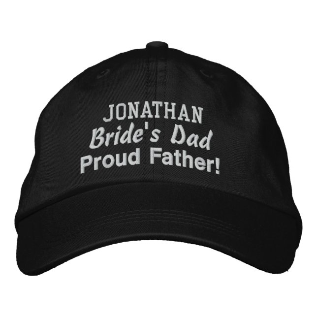 Father of the Bride Custom Name BLACK Embroidered Hat (Front)