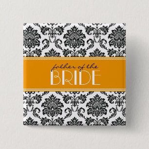 Father Of The Bride Damask Button in Orange