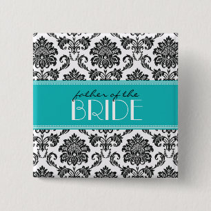 Father Of The Bride Damask Button in Teal