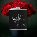 Father Of The Bride Gift Elegant Monogram Classic Hip Flask<br><div class="desc">Wedding Party Gifts Father Of The Bride Gift Elegant Monogram Initial Personalised Last Name Classic Cool Black Flask. Add that extra special touch with a monogrammed initial and the name and date, especially for the Father Of The Bride. Click personalise this template to customise it with the monogram last name...</div>