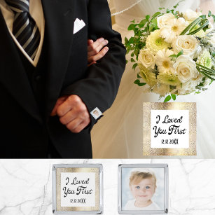 Father of The Bride Gold Custom Photo Silver Finish Cufflinks