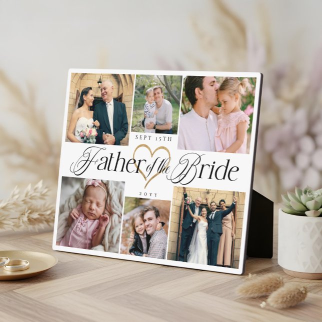 Father of the Bride Heart Then Now Photo Collage Plaque (Father of the Bride Heart Then Now Photo Collage Plaque)