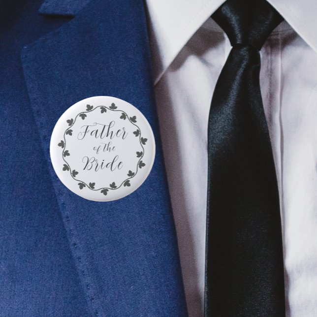 Father of the Bride Ivy Botanical Wedding 6 Cm Round Badge (In Situ Wedding)