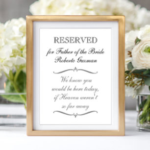 Father of the Bride Memorial Reserved Wedding Poster