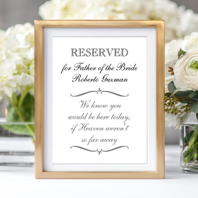 Father of the Bride Memorial Reserved Wedding Poster (Creator Uploaded)