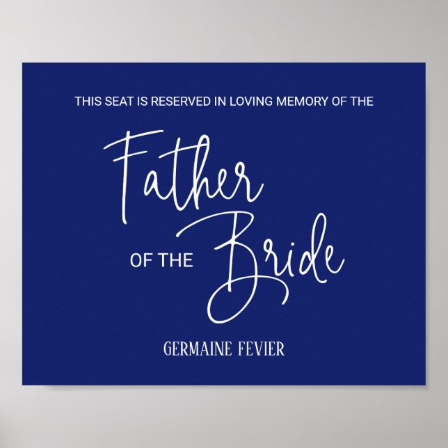 Father of the Bride Memorial Seat Wedding Poster (Front)