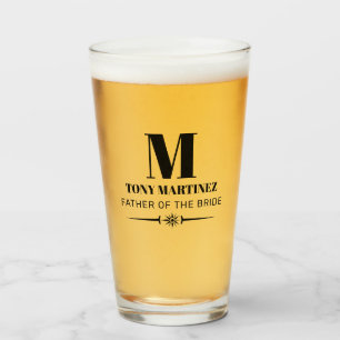 Father of the Bride Monogram Wedding Beer Glass
