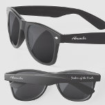 Father of the Bride Personalised Script Name Sunglasses<br><div class="desc">Add the name of the Father of the Bride to customise in a modern script typography font. Other side says Father of the Bride but can be changed to suit your occasion.</div>