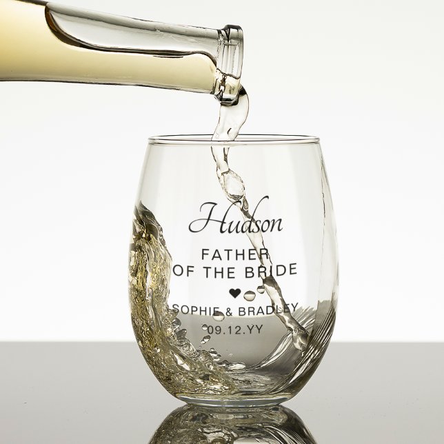 Father Of The Bride Personalised Wedding Party Stemless Wine Glass (Creator Uploaded)