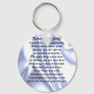 Father of the Bride Poem - Blue Silk Key Ring