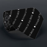 Father of the Bride Repeating White Text on Black Tie<br><div class="desc">This black neck tie is the perfect accessory for the father of the bride at your wedding. It features a simple yet elegant repeating text design with the word "Father of the Bride" written in a sophisticated all capital white font. There are small diamonds separating the text, giving the tie...</div>