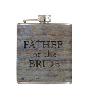 Father of the Bride   Rustic Wedding Wood Grain Hip Flask