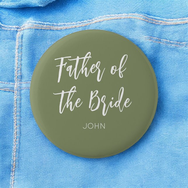 Father of the Bride Sage Green White  6 Cm Round Badge (Creator Uploaded)