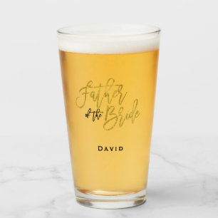 Father of the Bride script typography/name/gold Glass