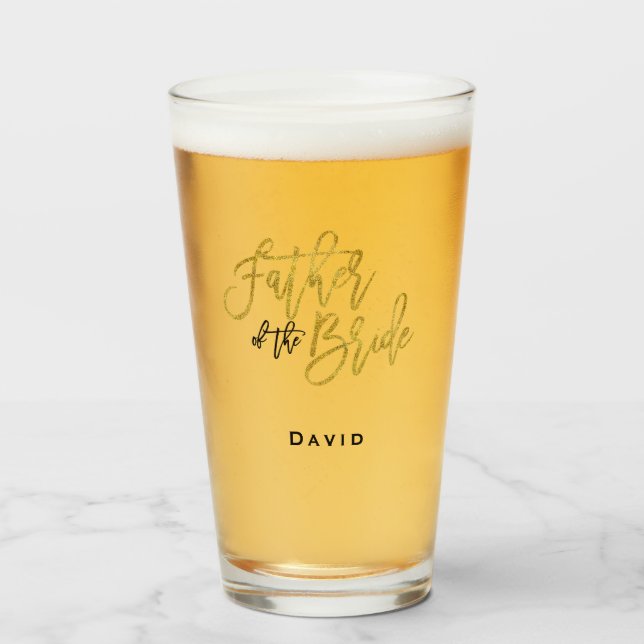 Father of the Bride script typography/name/gold Glass (Front Filled)